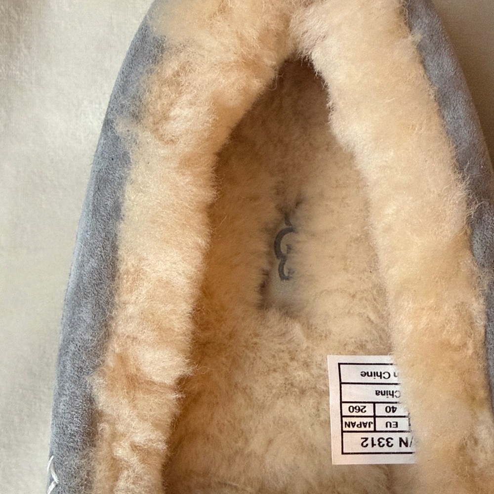 UGG Women’s Ansley Light Grey Suede & Sheepskin Slippers/Loafers - Picture 2 of 16